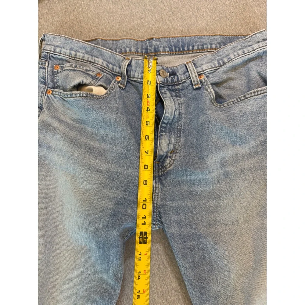 Levis 505 Regular Fit Straight Leg Light Wash Denim Jeans Mens 36x34
